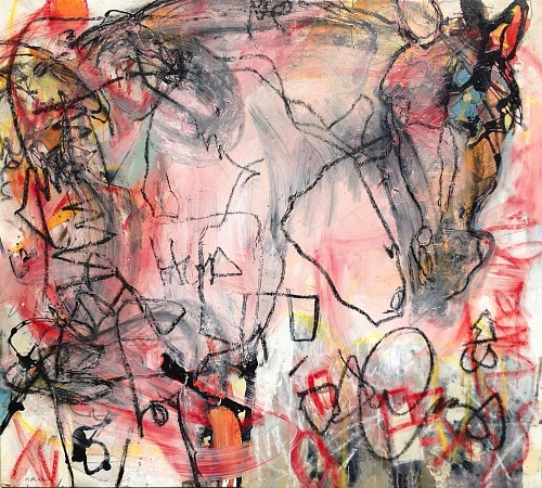 mm 78 party animal 2017 mixed media 54x60 n wb
