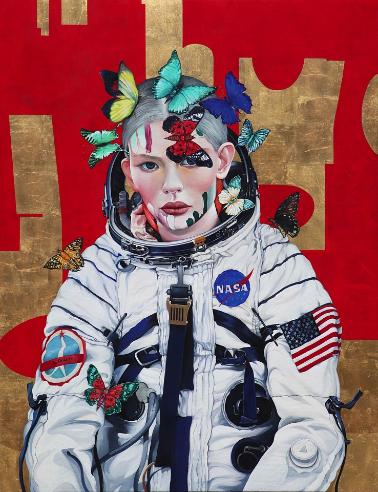 Minas Halaj, Butterfly #9, 2020
Oil and mixed media on panel, 62" x 48"
Oil, gold leaf, textiles and mixed media on wood panel
MH 04
Price Upon Request