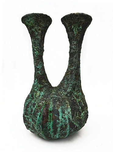 John Barandon - Double Neck Vase with Blue-Green Patina, 2020