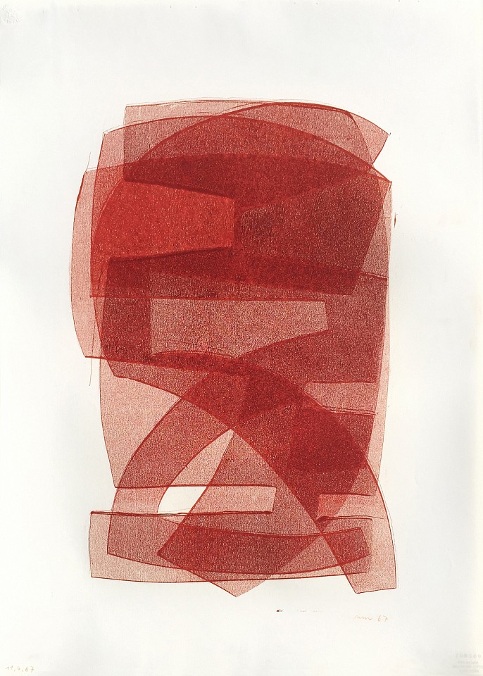 Otto Neumann 1895-1975, Abstract Composition, Untitled (Red), 1967
Printer's ink on paper, 33"x 26", 35" x 28" framed
OT 082094
$8,600