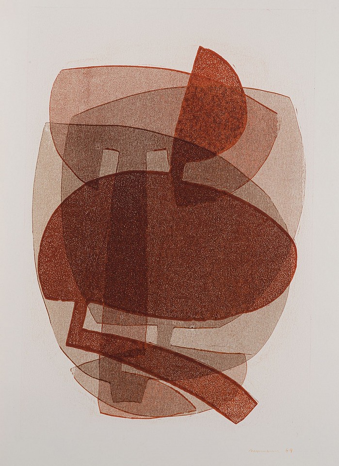 Otto Neumann 1895-1975, Abstract Composition / Multi ink Dark Orange, 1969
monotype on paper Multi Ink Dark Orange, 24.5" x 17", 33" x 26" framed 
OT 089043
$8,400