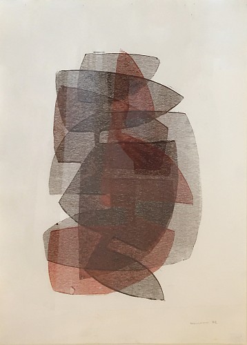 Work: Otto Neumann 1895-1975 Multi Color Red/ Black Abstract, 1972