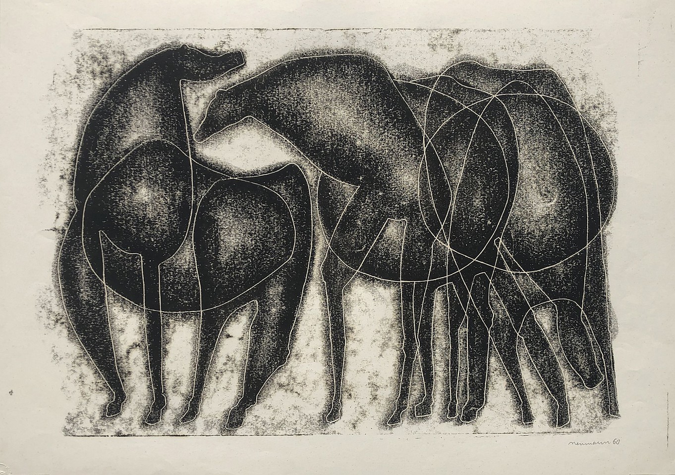 Otto Neumann 1895-1975, Abstract Horses, 1960
monotype on paper, 17.625" x 24.625",26" x 33" framed 
OT 045014
$9,900