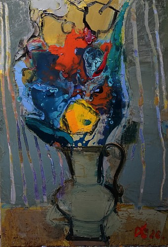 Serhiy Hai - Colorful Still Life, Pitcher of Flowers, 2012