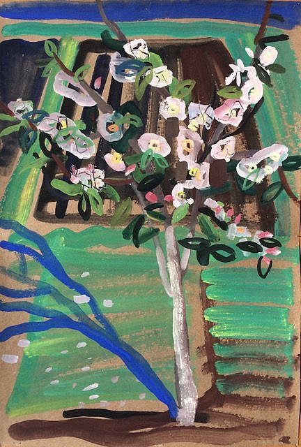 Olena Zvyagintseva, Little Apple Tree, 2021
gouache on cardboard, 30" x 20", 41" x 31.5" framed
OZ 597
$3,900