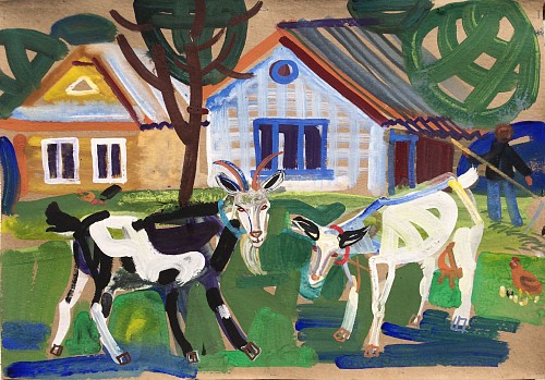 Exhibition: Olena Zvyagintseva, Work: Family of Goats 1, 2021