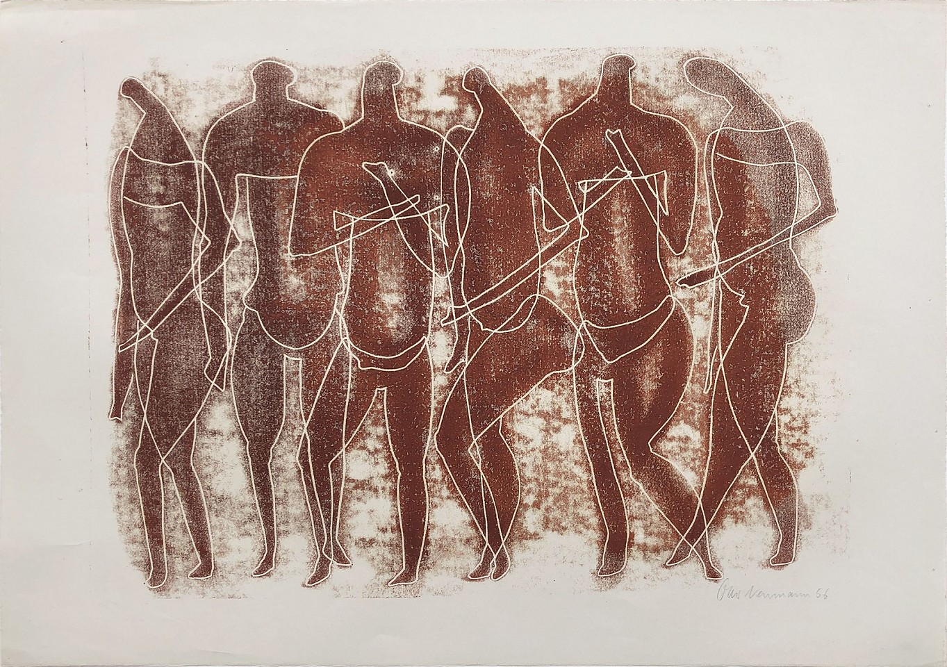 Otto Neumann 1895-1975, Frieze of Abstract Figures, 1956
monotype on paper, 15" x 21", 27.5" x 33.5" framed
OT 050044
Sold