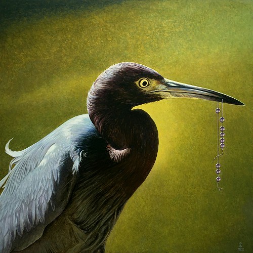Exhibition: Intimate Animal and Bird Paintings, Work: Salvage ( Little Blue Heron ), 2022