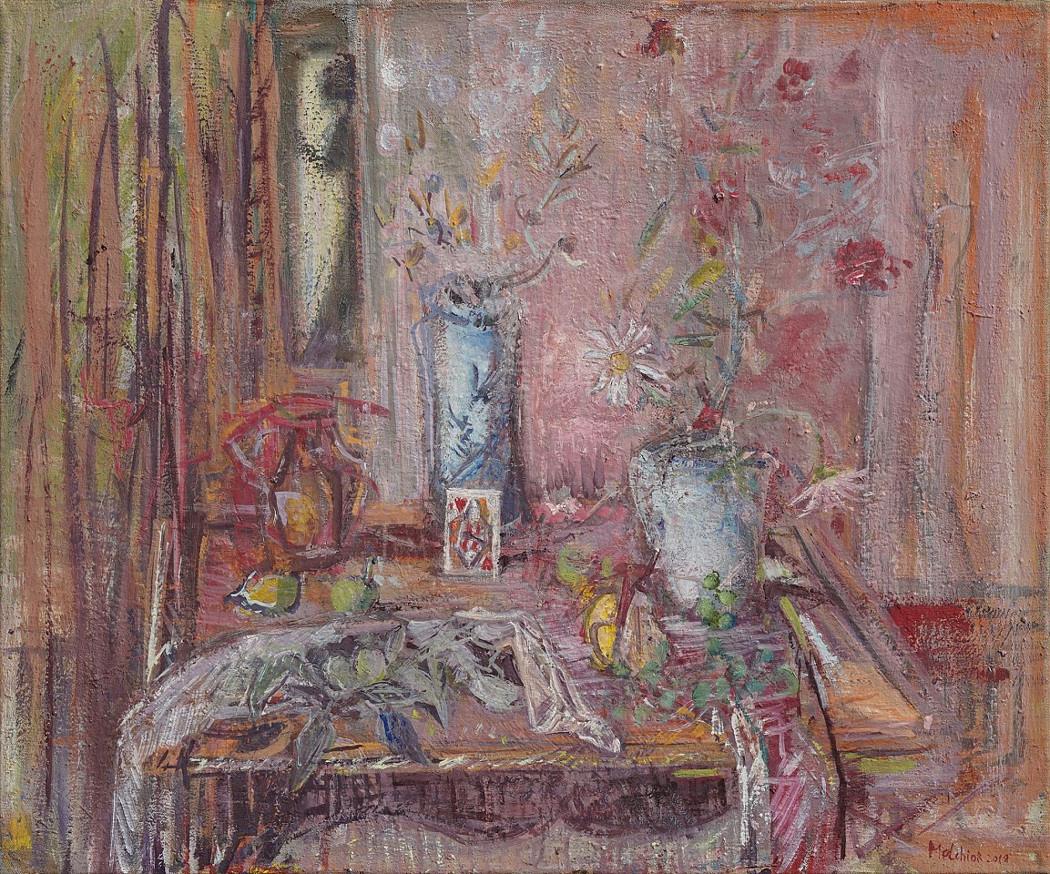 Isabelle Melchior, Small Still Life With A Play Card, 2020
oil on canvas, 22" x 25", 23.375" x 28" framed
IM 1312
Price Upon Request