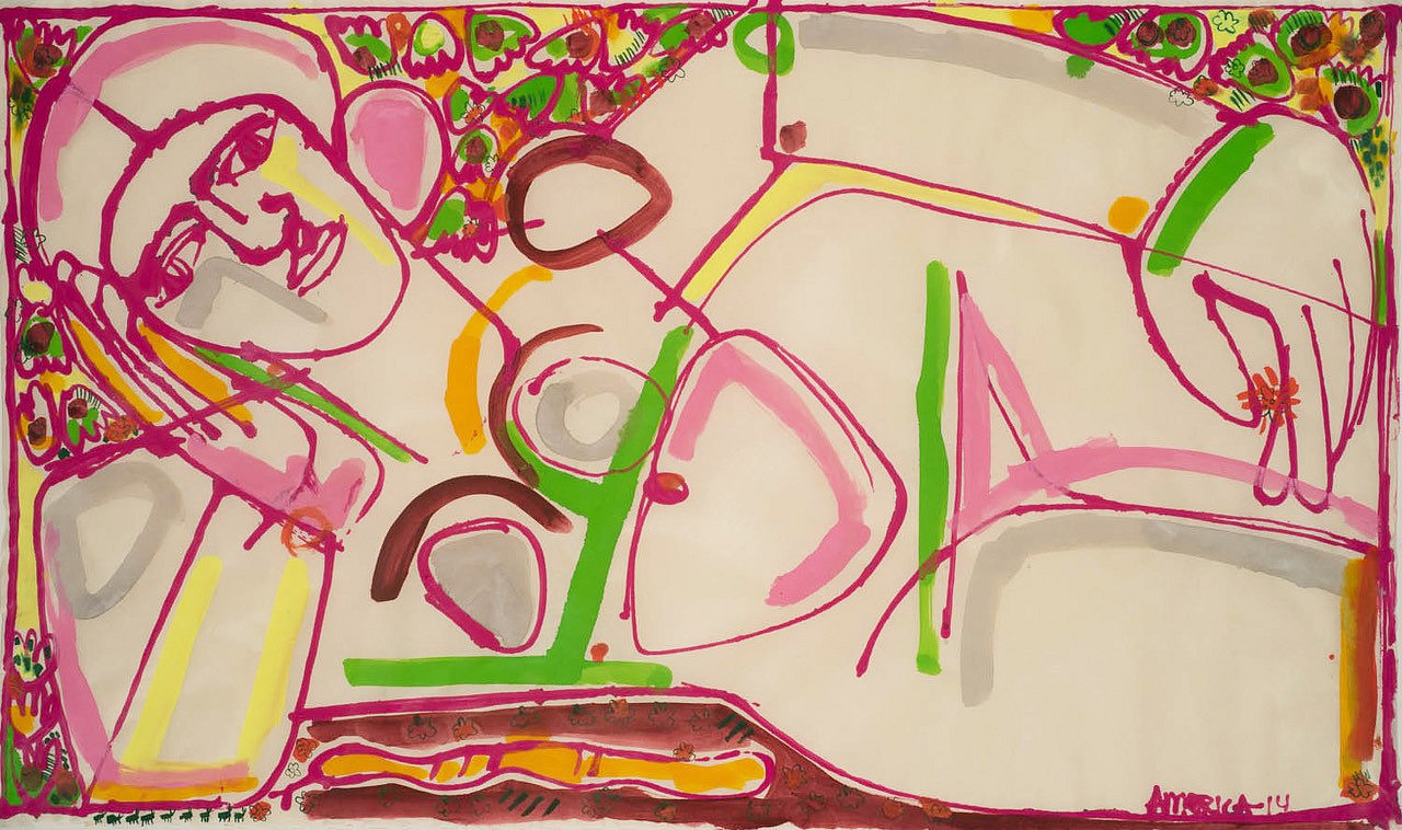 America Martin, Woman at Rest, 2014
Oil, acrylic, ink  on paper, 27"x 45", 29"x 47" framed
ACM 490
Sold