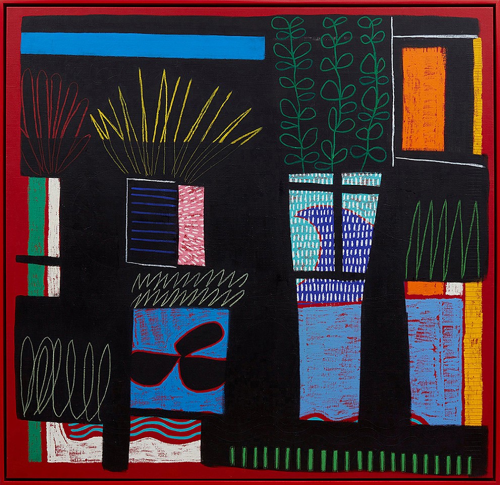 Berto, 2023
Acrylic, crayon and oil on linen, 48.5"x 50", 50"x 50.5" framed
LA artist, Colorful, pop art, Vibrant, colored layers, collage, patterns, florals,
aboriginally inspired
BRO 49
Price Upon Request