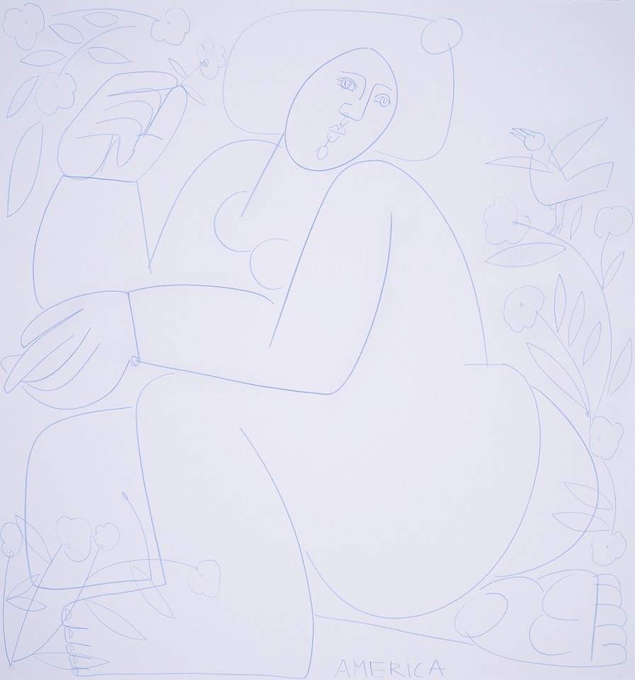 America Martin, Woman Sits in the Garden, 2020
Blue chalk on paper, 23.5" x 22", 30" x 29" framed
ACM 354
Sold