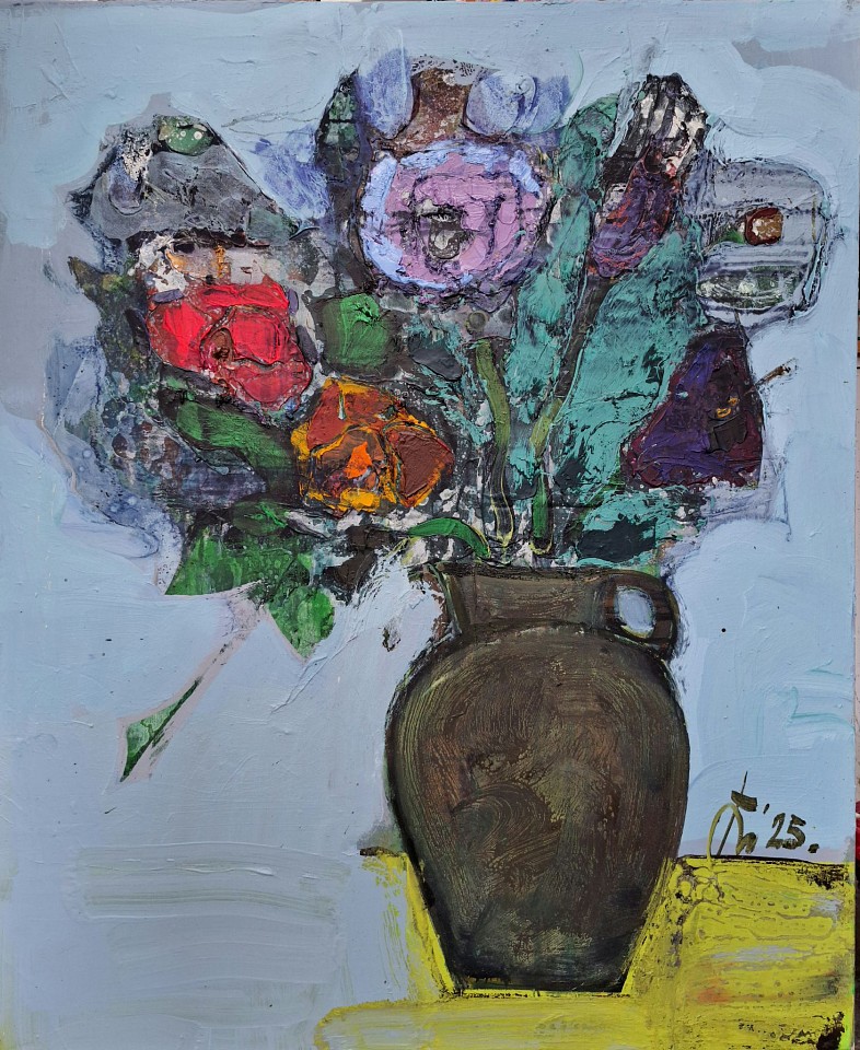 Serhiy Hai, Untitled, Multicolored Flowers in Gray Vase, 2025
43" x 35", 46" x 38" framed
Oil, acrylic on canvas
SY 145
Price Upon Request