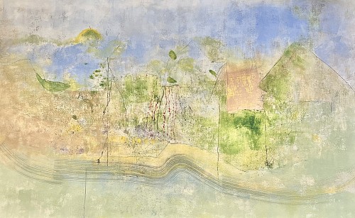 Helen DeRamus - Oil, cold wax medium, India ink on cradled panel, 2025