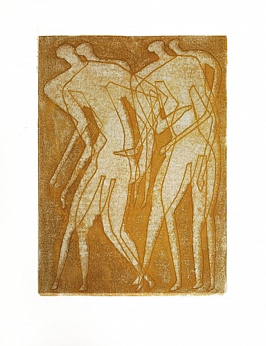 Otto Neumann 1895-1975 -&nbsp;Gold/Orchre Figures, 1959