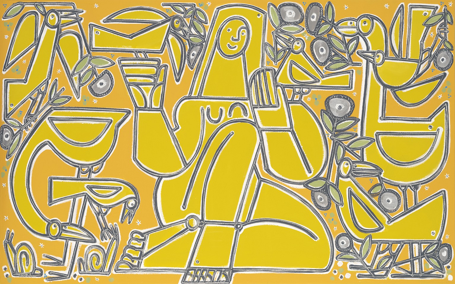 America Martin, Happy Times in The Yellow Sun, 2026
80" x 50", 82" x 52" framed
Oil & Acrylic on canvas
ACM 578
Price Upon Request