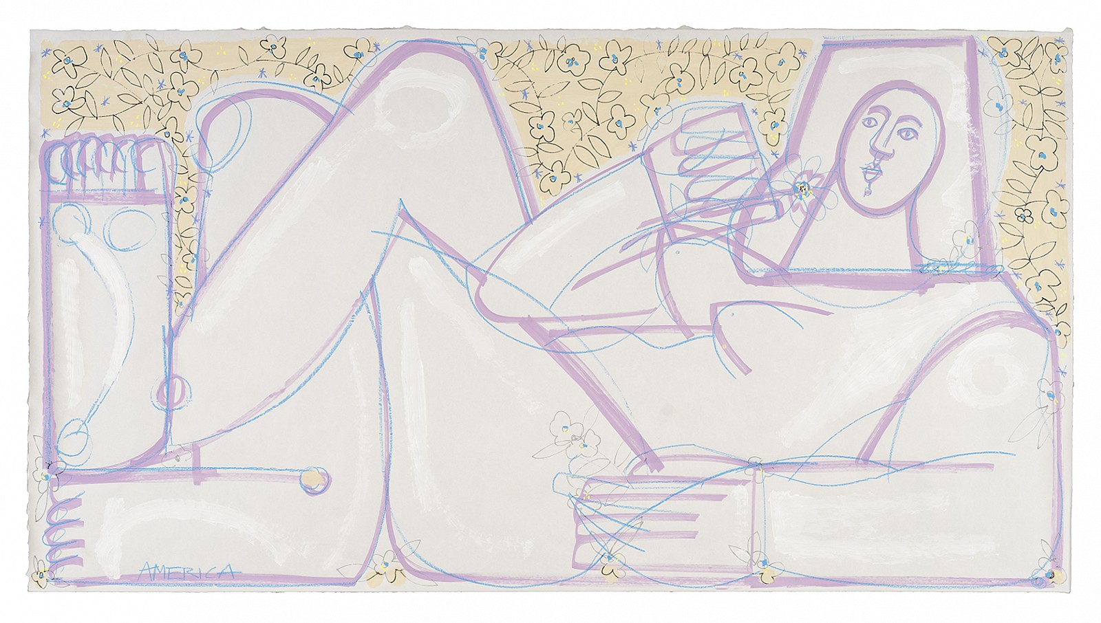 America Martin, A Field of Forget Me Knots, 2026
35" x 65", 38" x 68" framed
Acrylic and & Ink on Paper
ACM 598
Price Upon Request