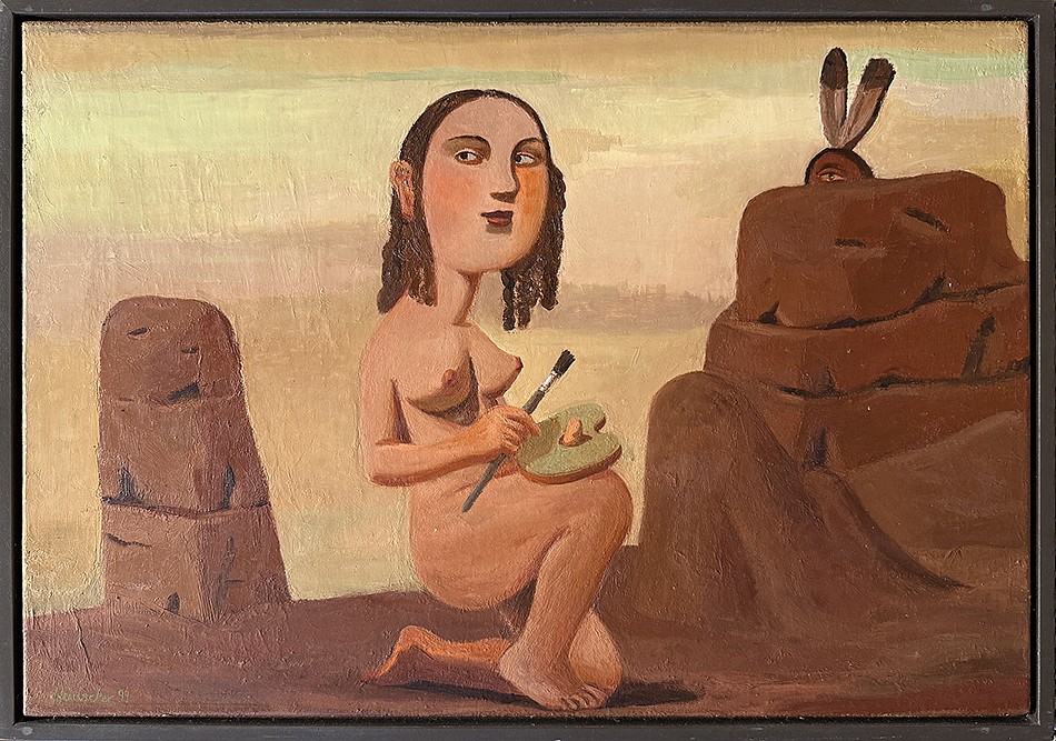 Stephanus Heidacker, Eavesdropped on byANative American Cyclops, 1999
19"x 27.5", 21"x 29" framed
Oil on linen
CUST 58-STEPH-96
Price Upon Request